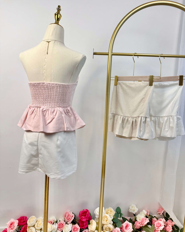 Ruffle Hem Linen Tube Top
