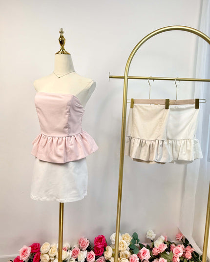Ruffle Hem Linen Tube Top