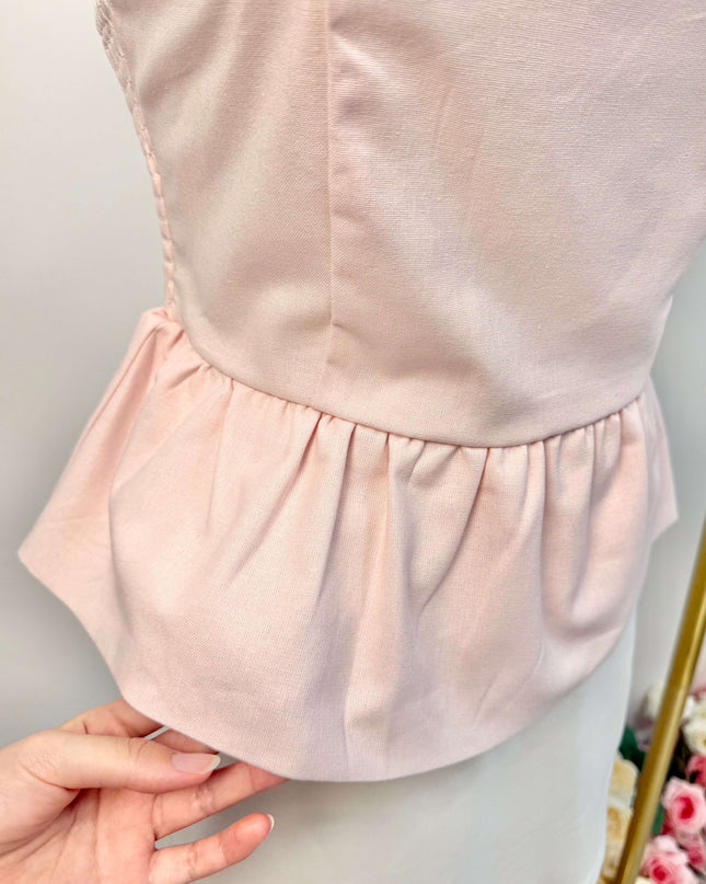 Ruffle Hem Linen Tube Top