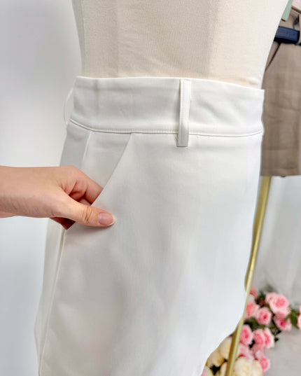 Classic High Waist A-Line Side Zipper Skort (With Belt)