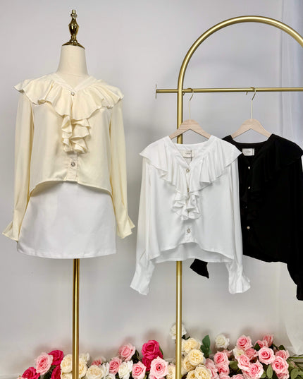 Cascade Ruffle Chiffon Blouse