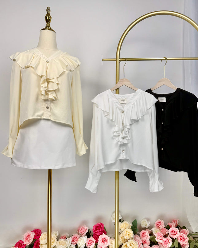 Cascade Ruffle Chiffon Blouse