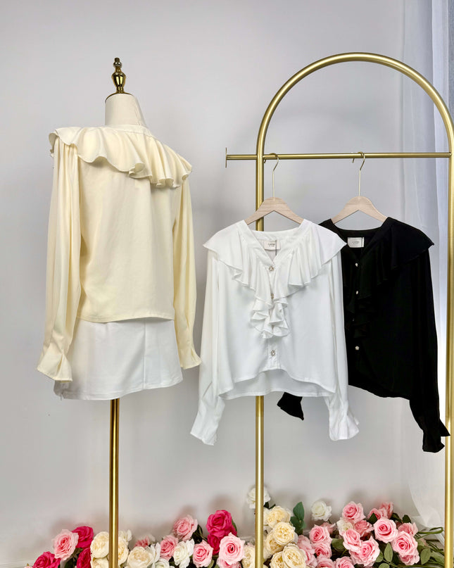 Cascade Ruffle Chiffon Blouse
