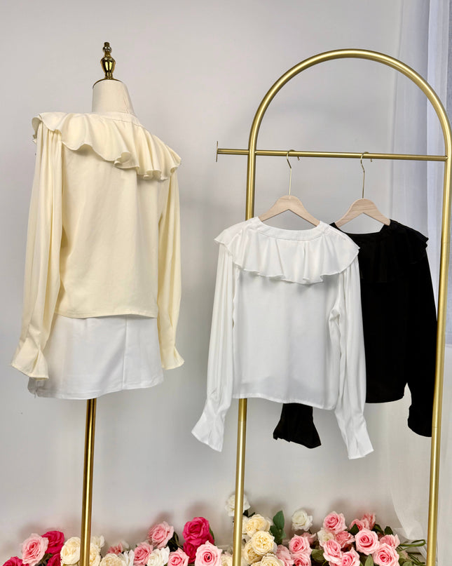 Cascade Ruffle Chiffon Blouse