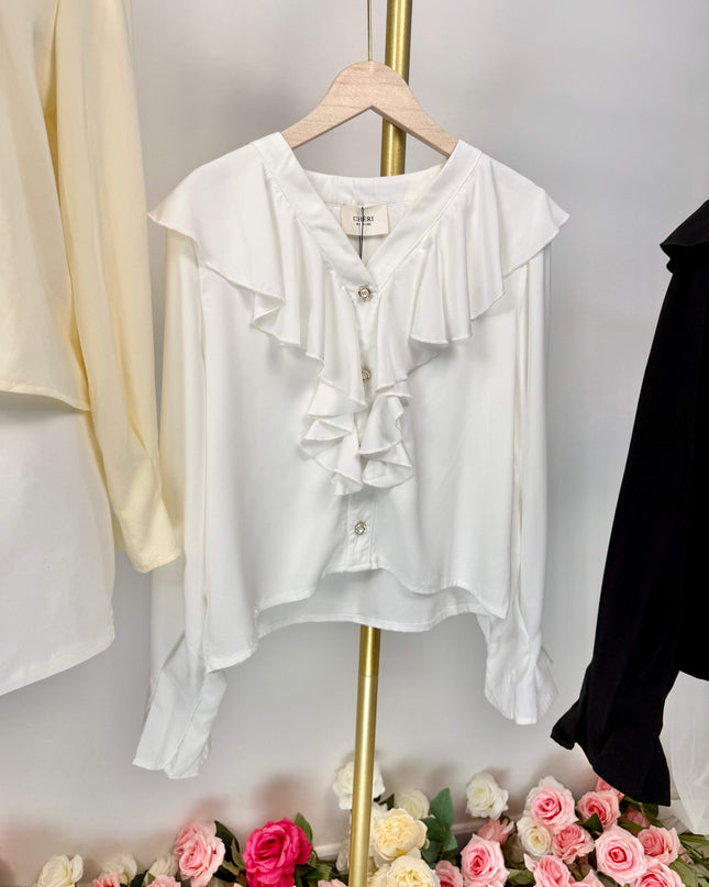 Cascade Ruffle Chiffon Blouse