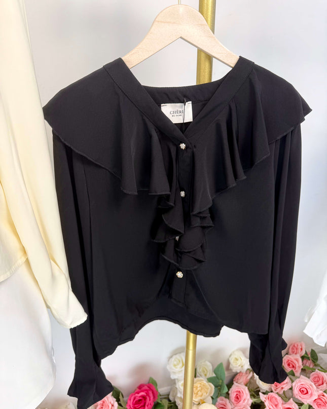 Cascade Ruffle Chiffon Blouse
