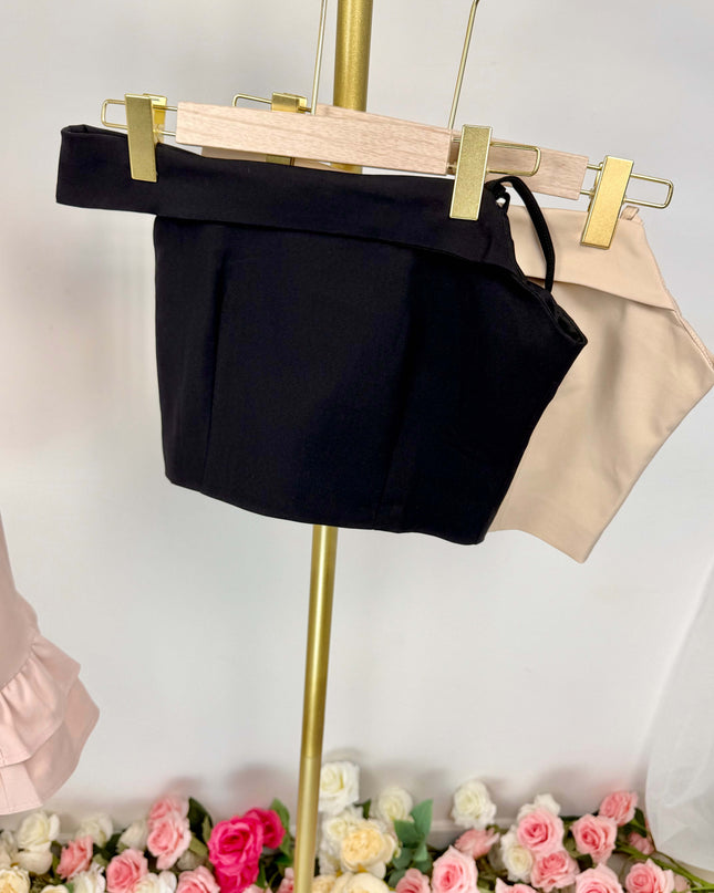 Asymmetric Off-Shoulder Contour Top