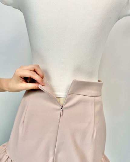Double Ruffle Hem High-Waist Mini Skirt