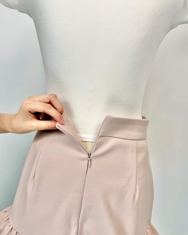 Double Ruffle Hem High-Waist Mini Skirt