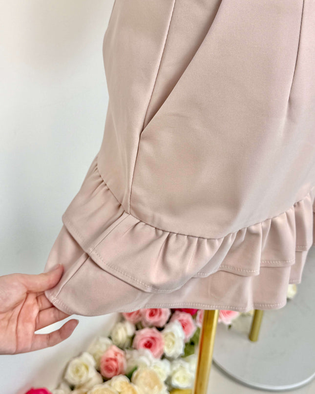 Double Ruffle Hem High-Waist Mini Skirt