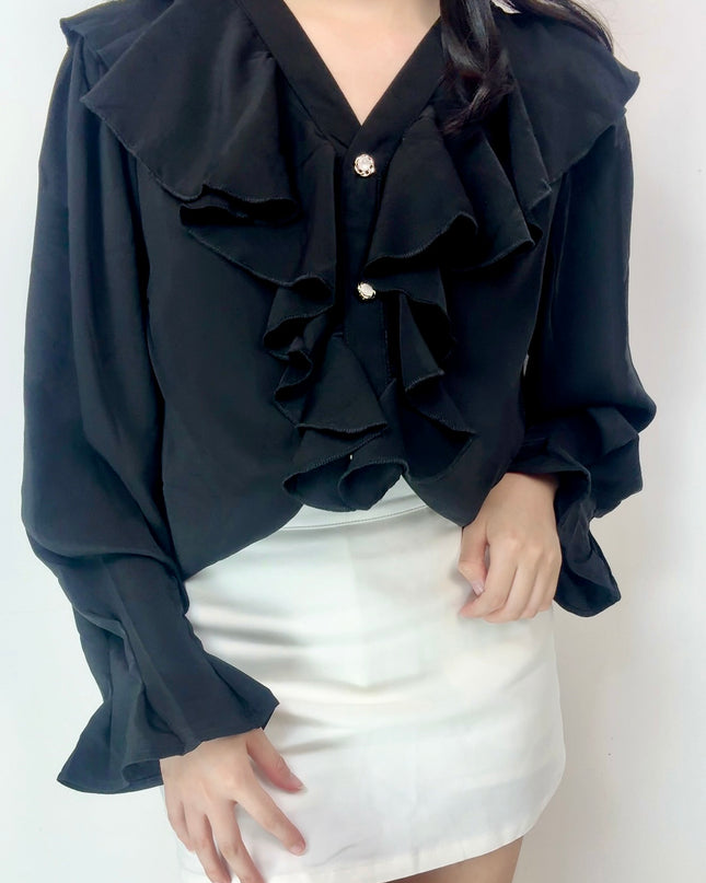Cascade Ruffle Chiffon Blouse