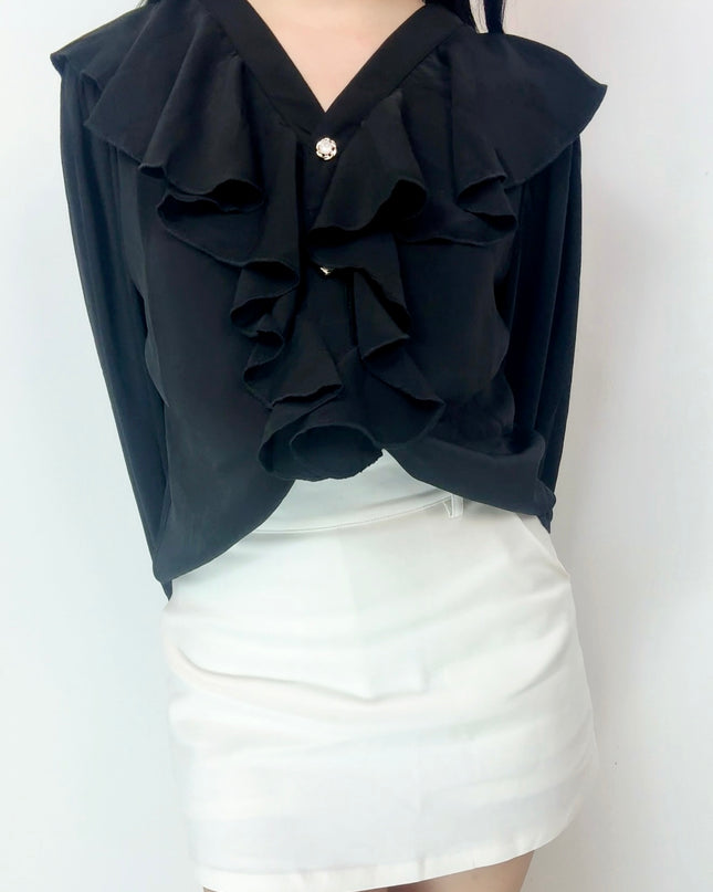 Cascade Ruffle Chiffon Blouse