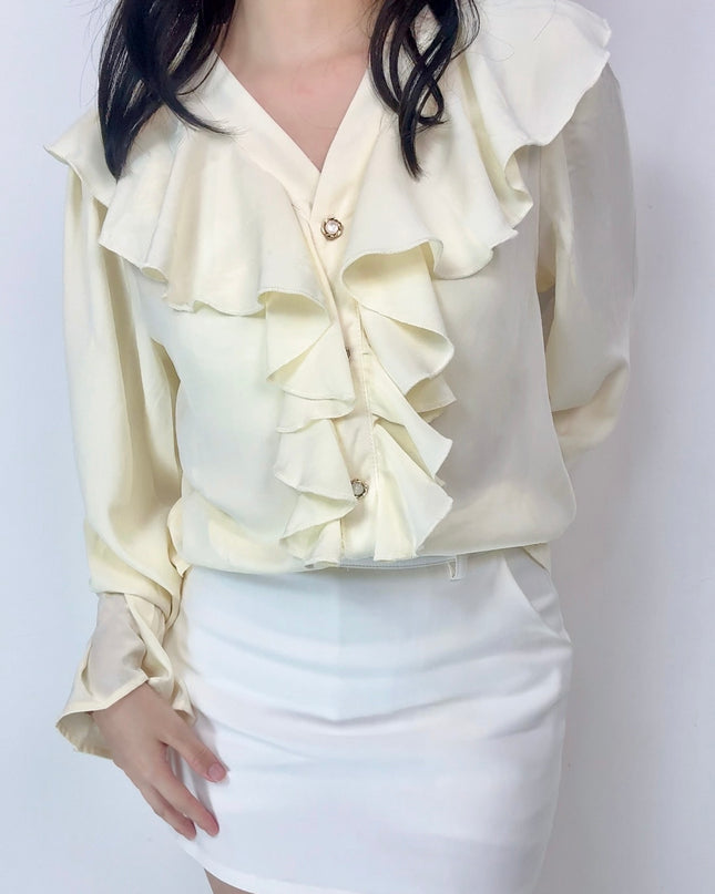 Cascade Ruffle Chiffon Blouse