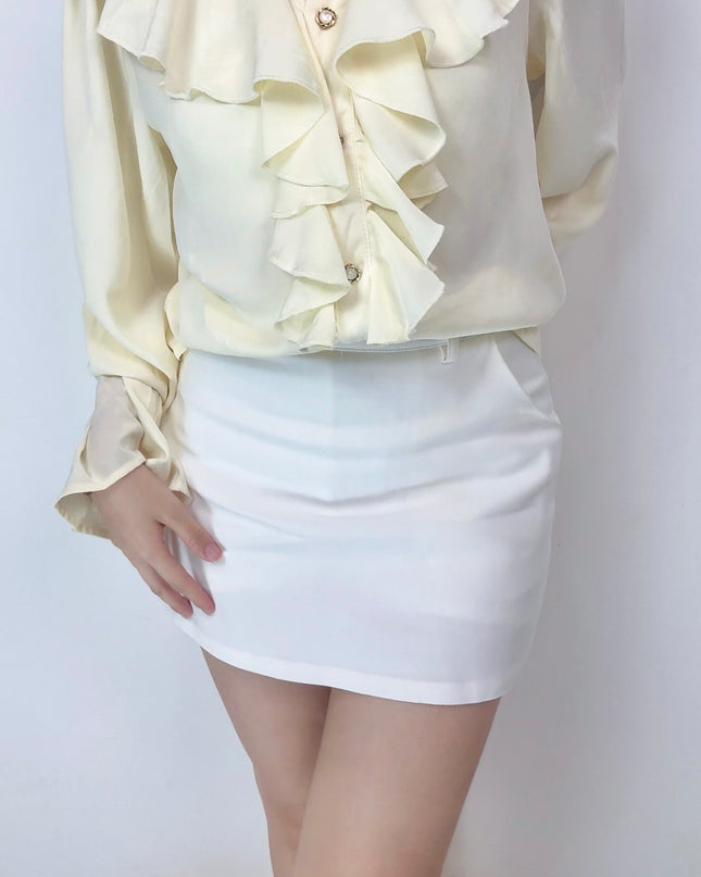 Classic High Waist A-Line Side Zipper Skort (With Belt)