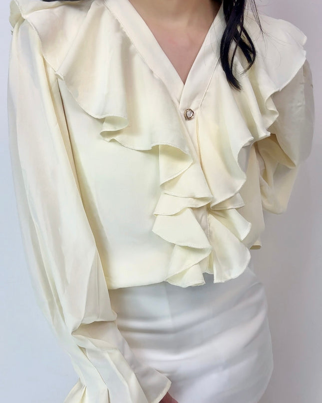 Cascade Ruffle Chiffon Blouse