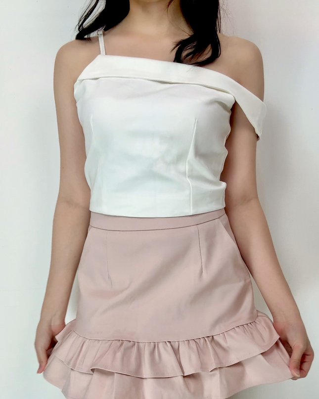Asymmetric Off-Shoulder Contour Top