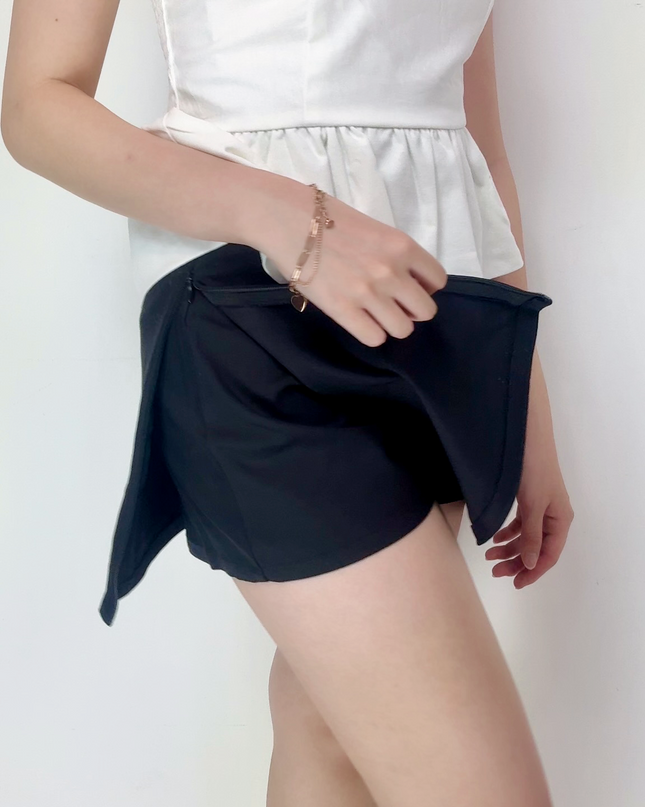 Classic High Waist A-Line Side Zipper Skort (With Belt)