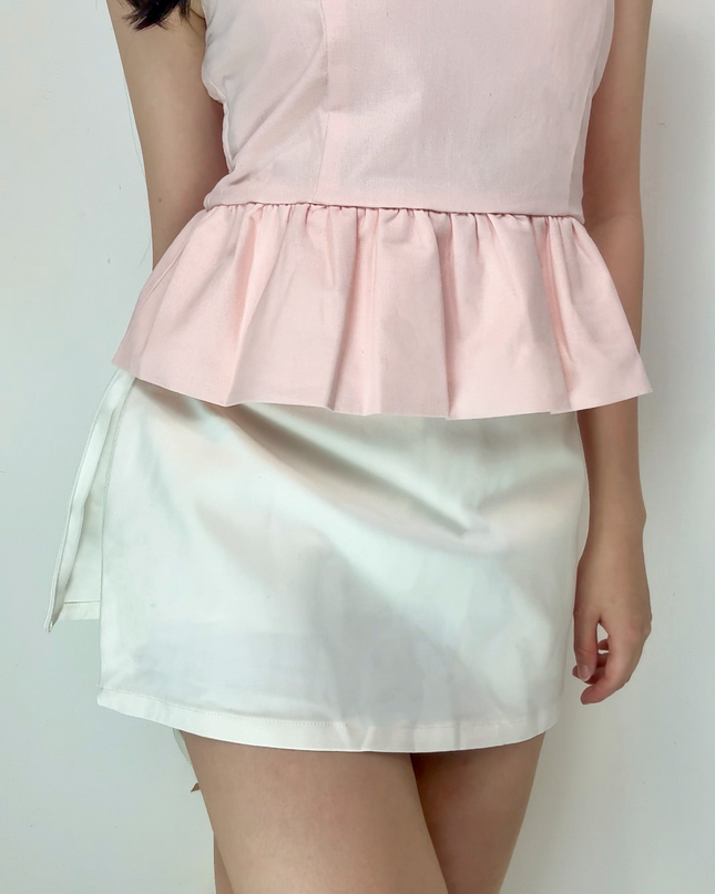 Classic High Waist A-Line Side Zipper Skort (With Belt)