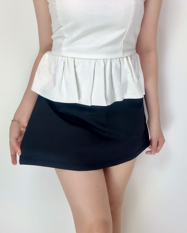 Classic High Waist A-Line Side Zipper Skort (With Belt)