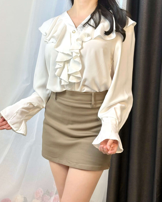 Cascade Ruffle Chiffon Blouse