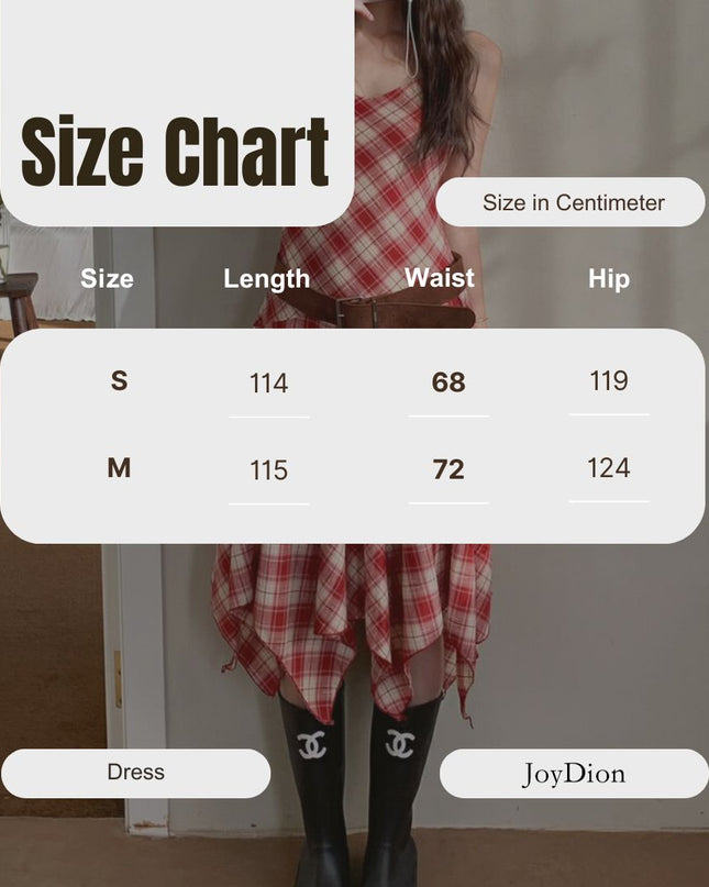 GS.GOOD START Asymmetric Plaid Cami Dress (No Belt)