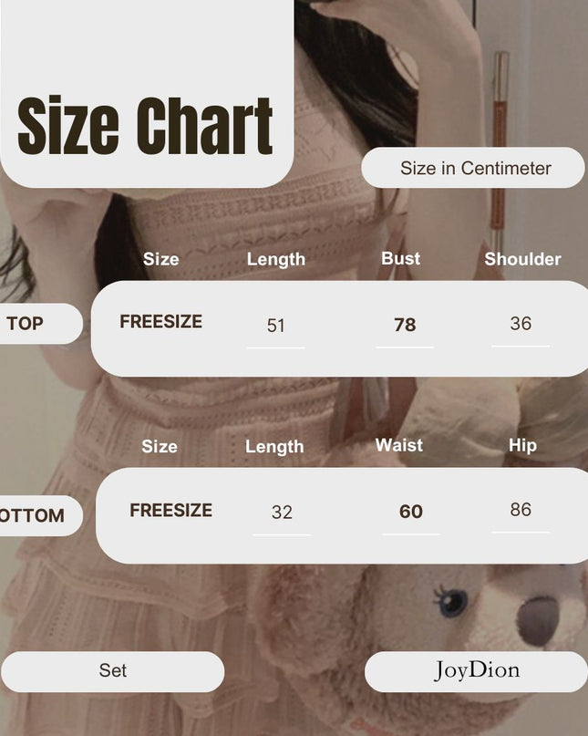 WGWE Delicate Crochet Knit Top & Midi Skirt Set