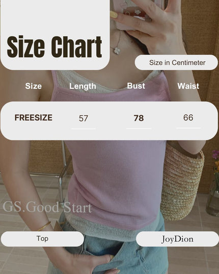 GS.GOOD START Korean Sweet Lace Patchwork Cami Top