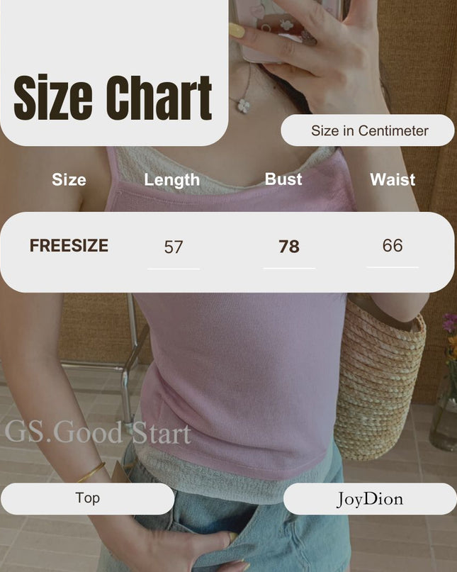 GS.GOOD START Korean Sweet Lace Patchwork Cami Top