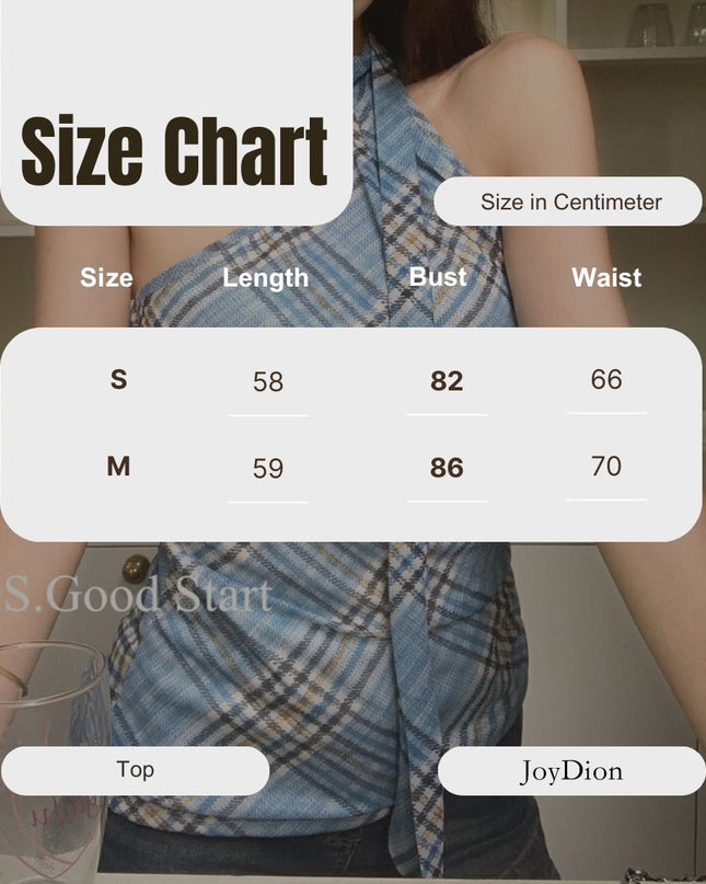 GS.GOOD START Off Shoulder Plaid Tank Top with Sweet Chic Vibes