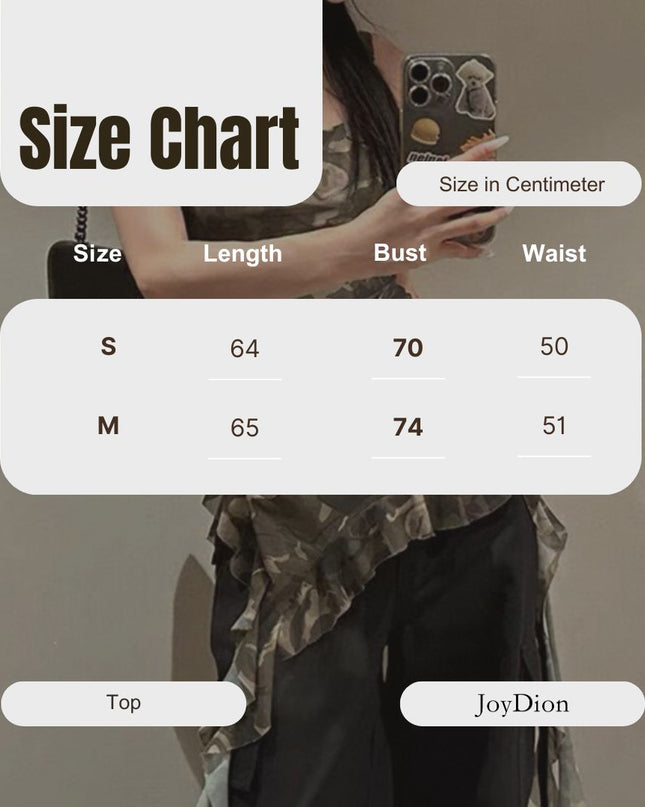 WGWE Asymmetric Camouflage Tie-Strap Crop Top