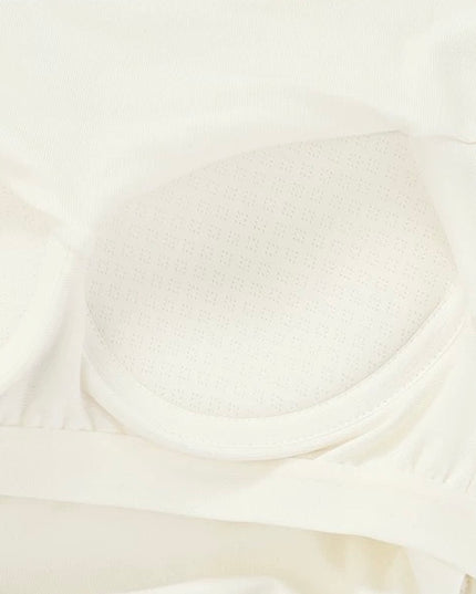 Pleated Waist Crewneck Tee with Built-in Bra Pad