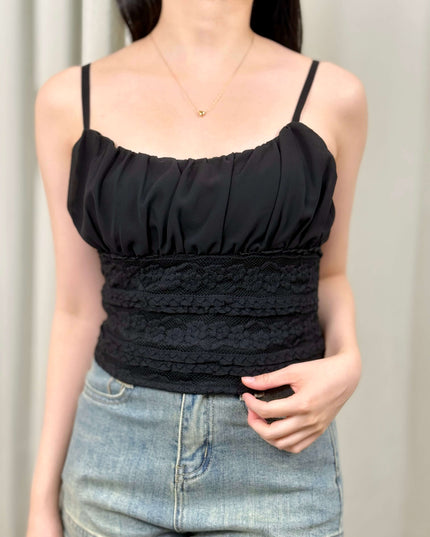 Sweet Ruched Lace Camisole
