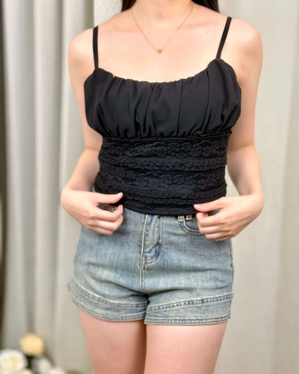 Sweet Ruched Lace Camisole