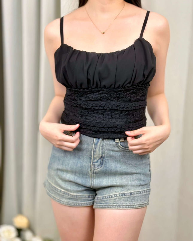 Sweet Ruched Lace Camisole
