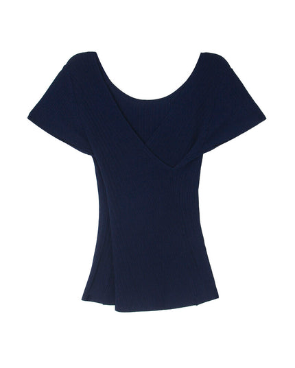 Slim Fit Two-Way Cross V-Neck Knit Top