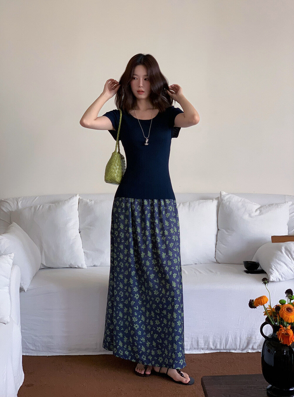 Slim Fit Two-Way Cross V-Neck Knit Top