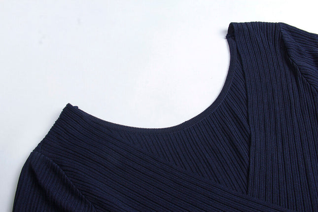 Slim Fit Two-Way Cross V-Neck Knit Top