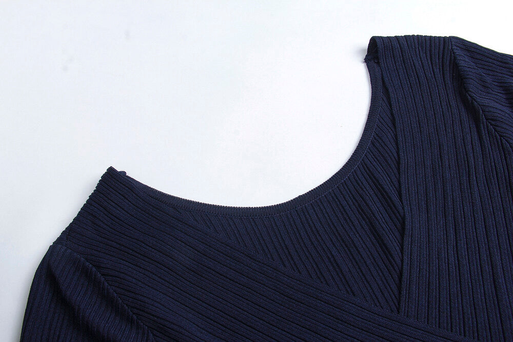 Slim Fit Two-Way Cross V-Neck Knit Top