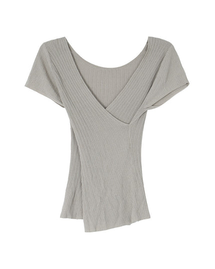 Slim Fit Two-Way Cross V-Neck Knit Top