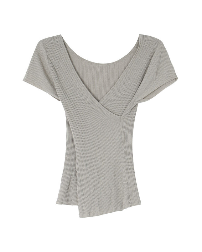 Slim Fit Two-Way Cross V-Neck Knit Top