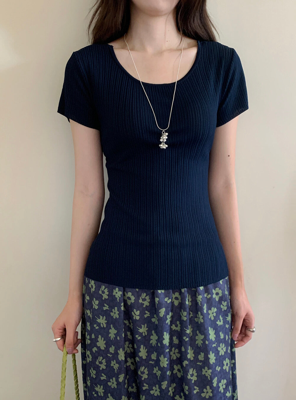 Slim Fit Two-Way Cross V-Neck Knit Top