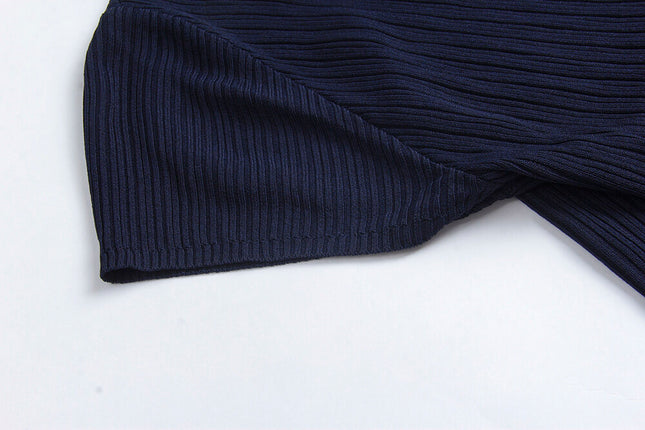 Slim Fit Two-Way Cross V-Neck Knit Top