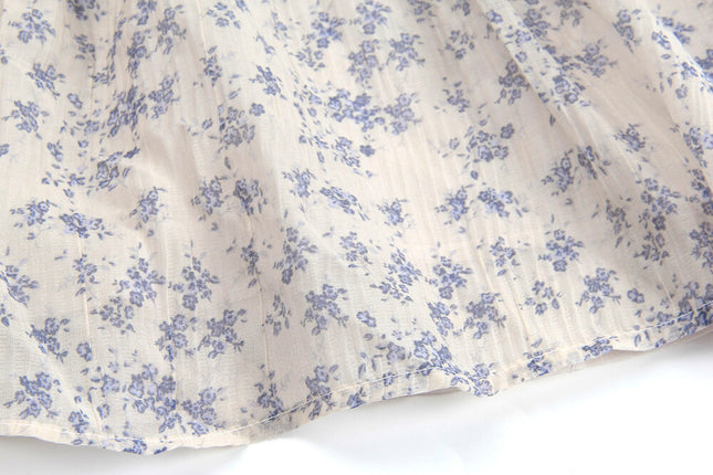 French Floral V-Neck Tie Blouse