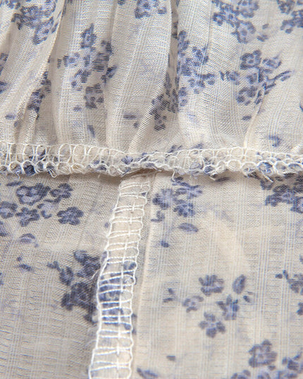 French Floral V-Neck Tie Blouse