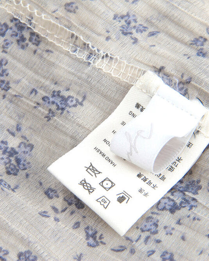 French Floral V-Neck Tie Blouse