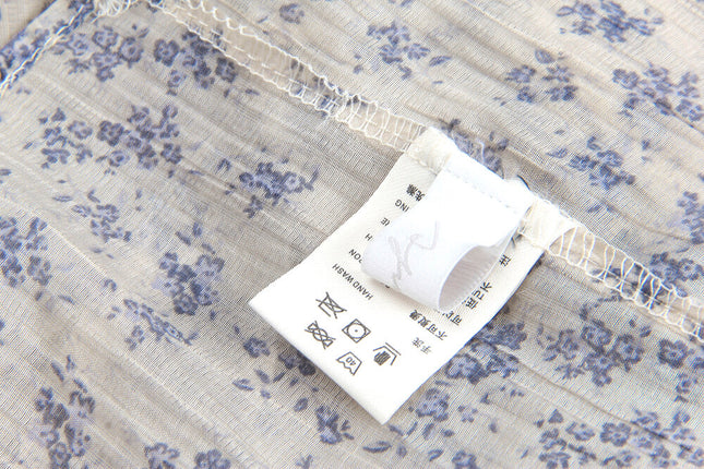 French Floral V-Neck Tie Blouse