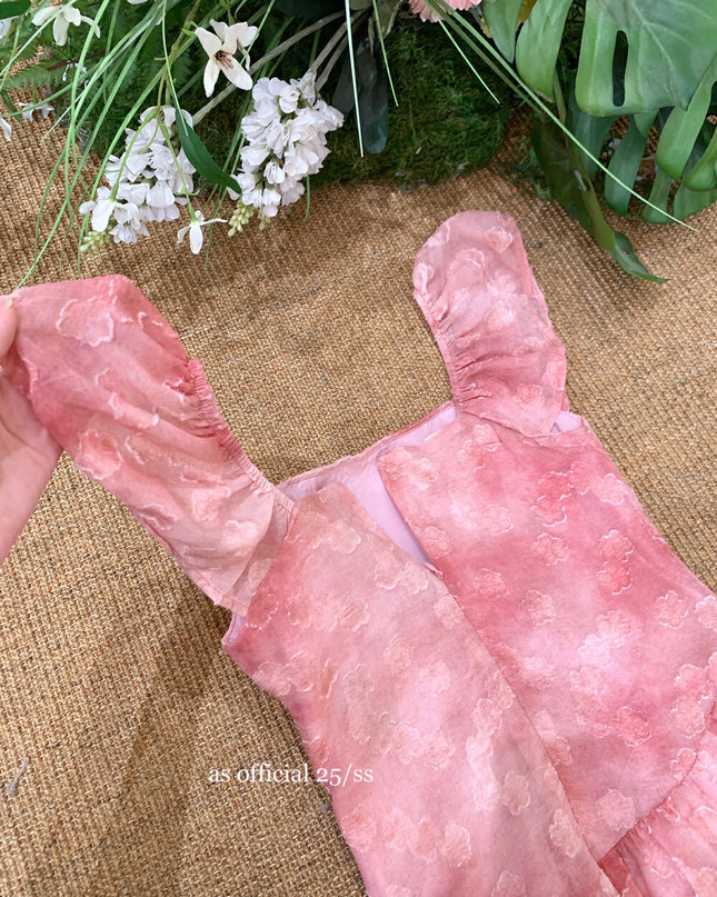 AS OFFICIAL Floral Ruched Puff Sleeve Dress