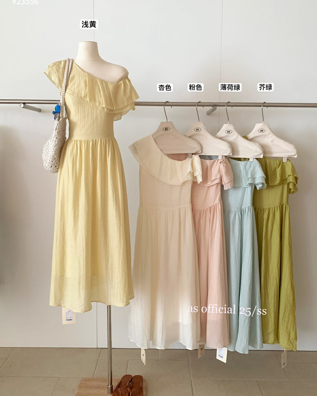 AS OFFICIAL Windsor Garden Ruffle Off-Shoulder Dress