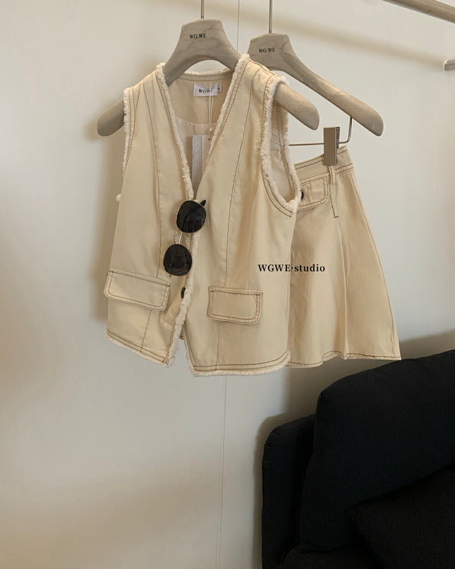 WG.WE Trendy Vest Top & Pleated Skirt Set