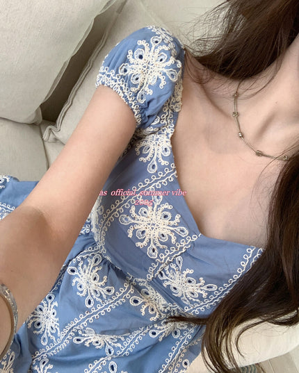 AS OFFICIAL Sequin Embroidered Sweetheart Babydoll Top
